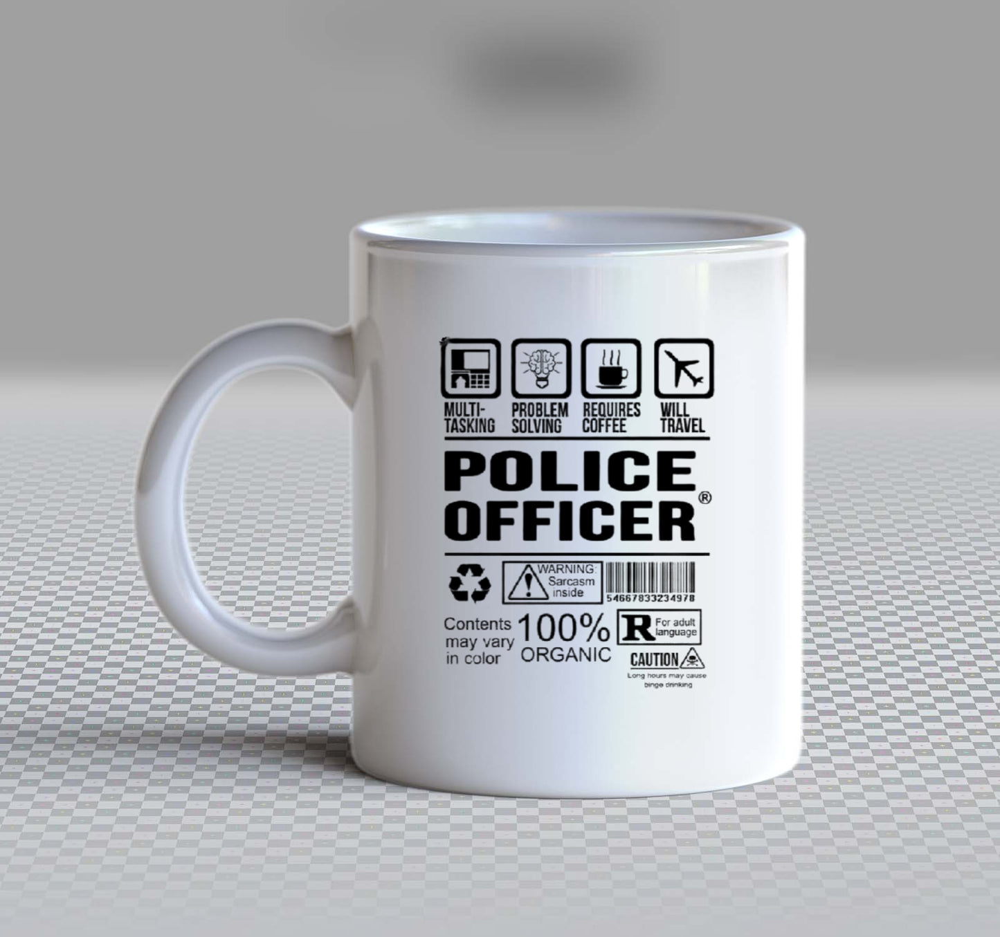 POLICE OFFICER  Back text Mug 100