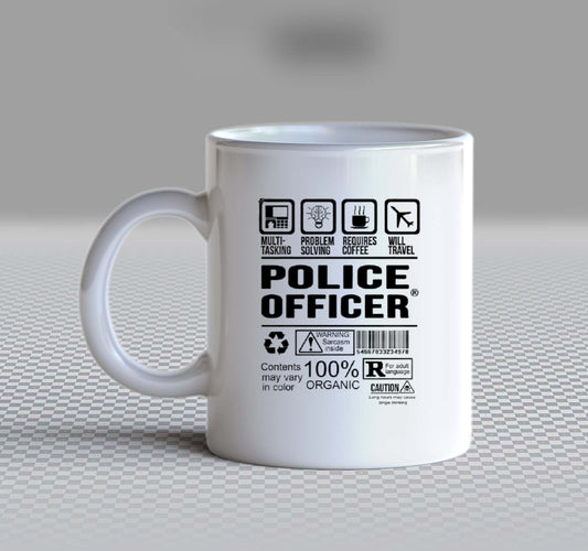 POLICE OFFICER  Back text Mug 100