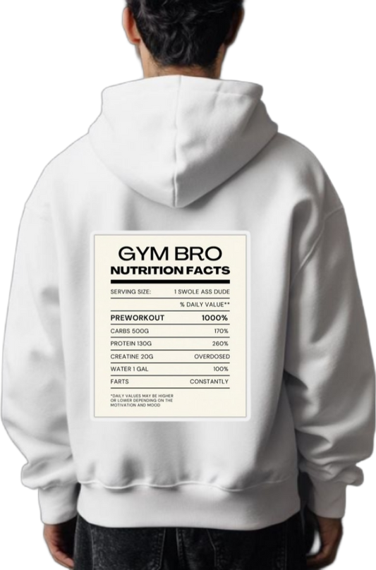 GYM BRO Back text oversize hoodie White back 100