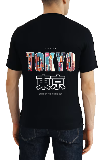 TOKYO Back text One Size t- shirt Black Back 96
