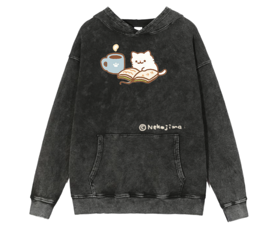 cat Oversize Hoodie Washed 100