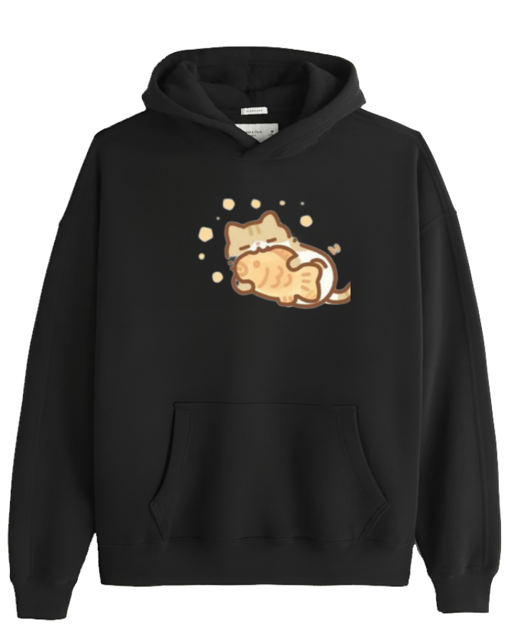cat Oversize Hoodie Black 100