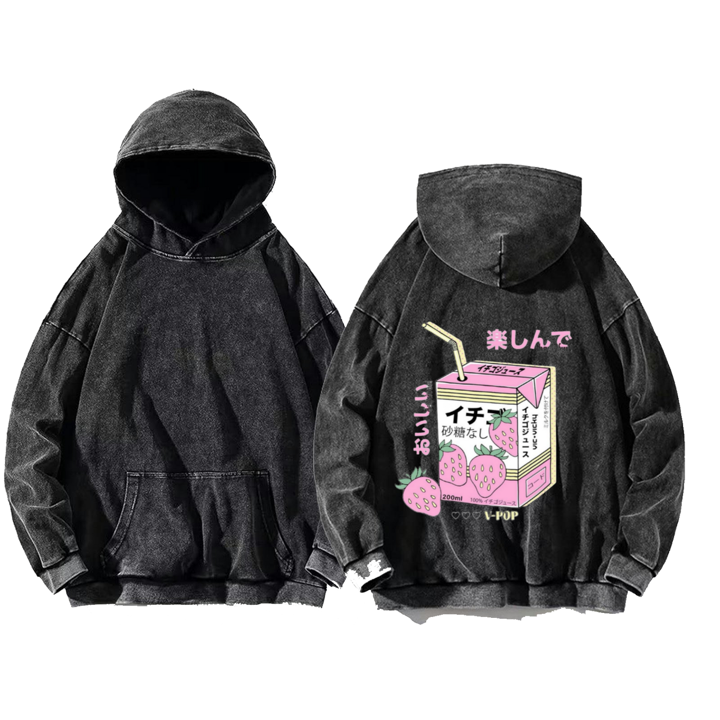 حليب الفراولة One Size hoodie Washed Back 82
