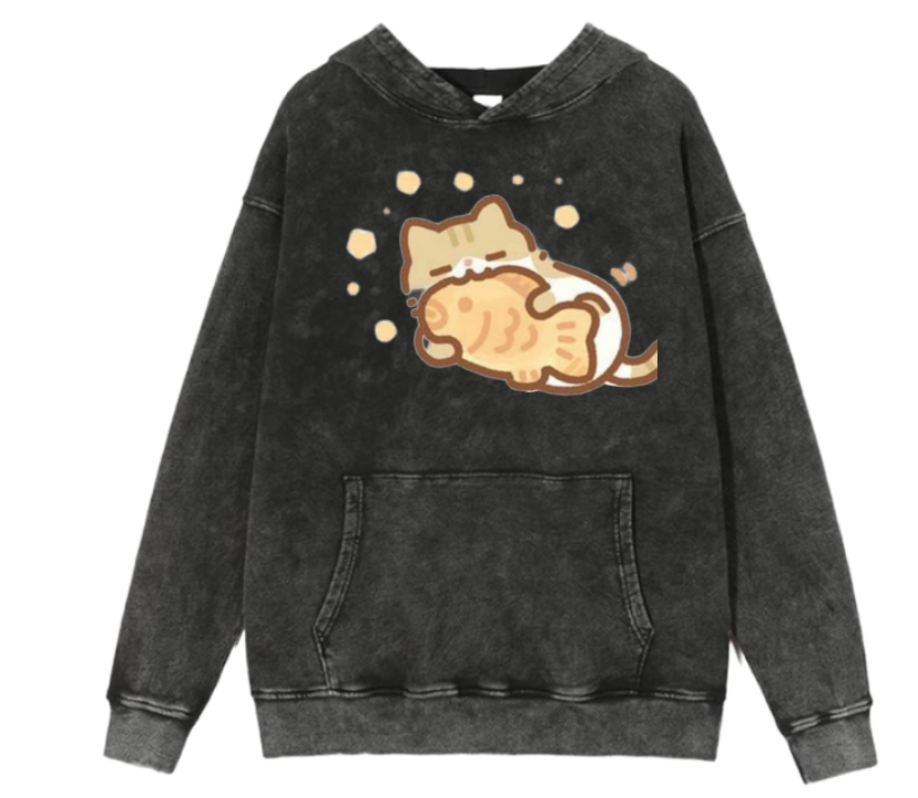 cat Oversize Hoodie Washed 101