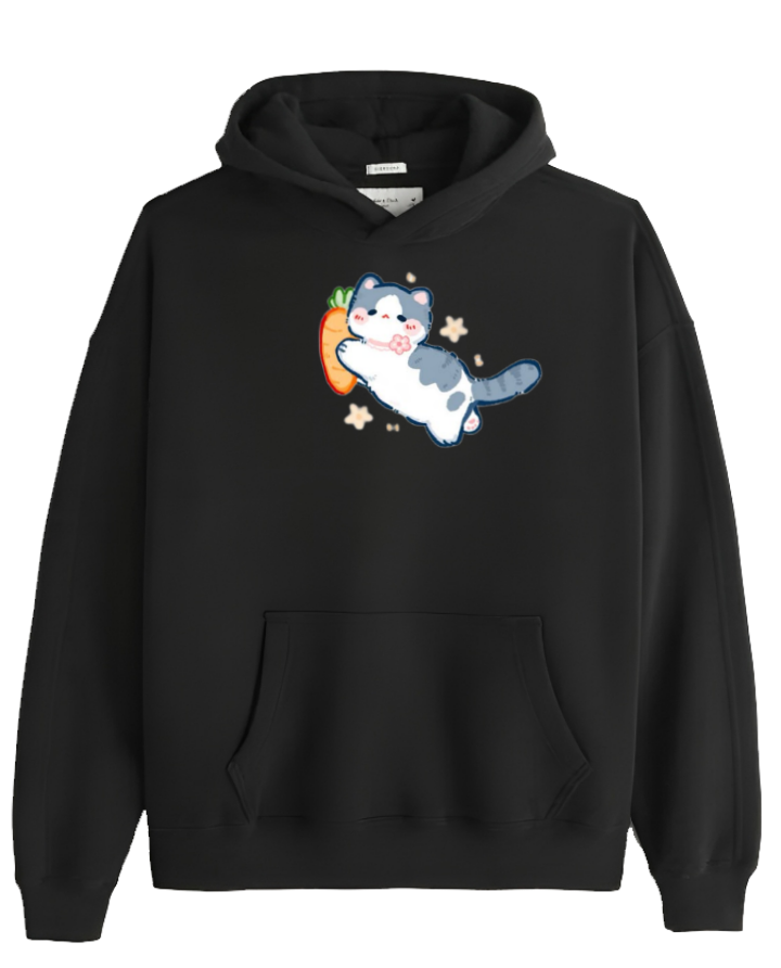 cat Oversize Hoodie Black 101