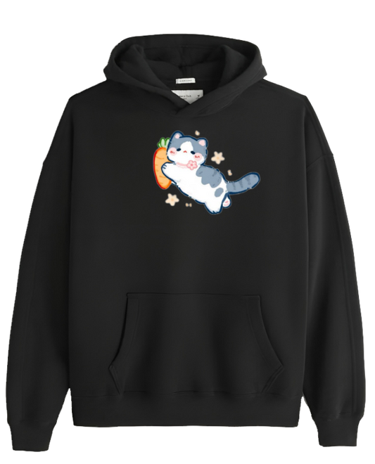 cat Oversize Hoodie Black 101
