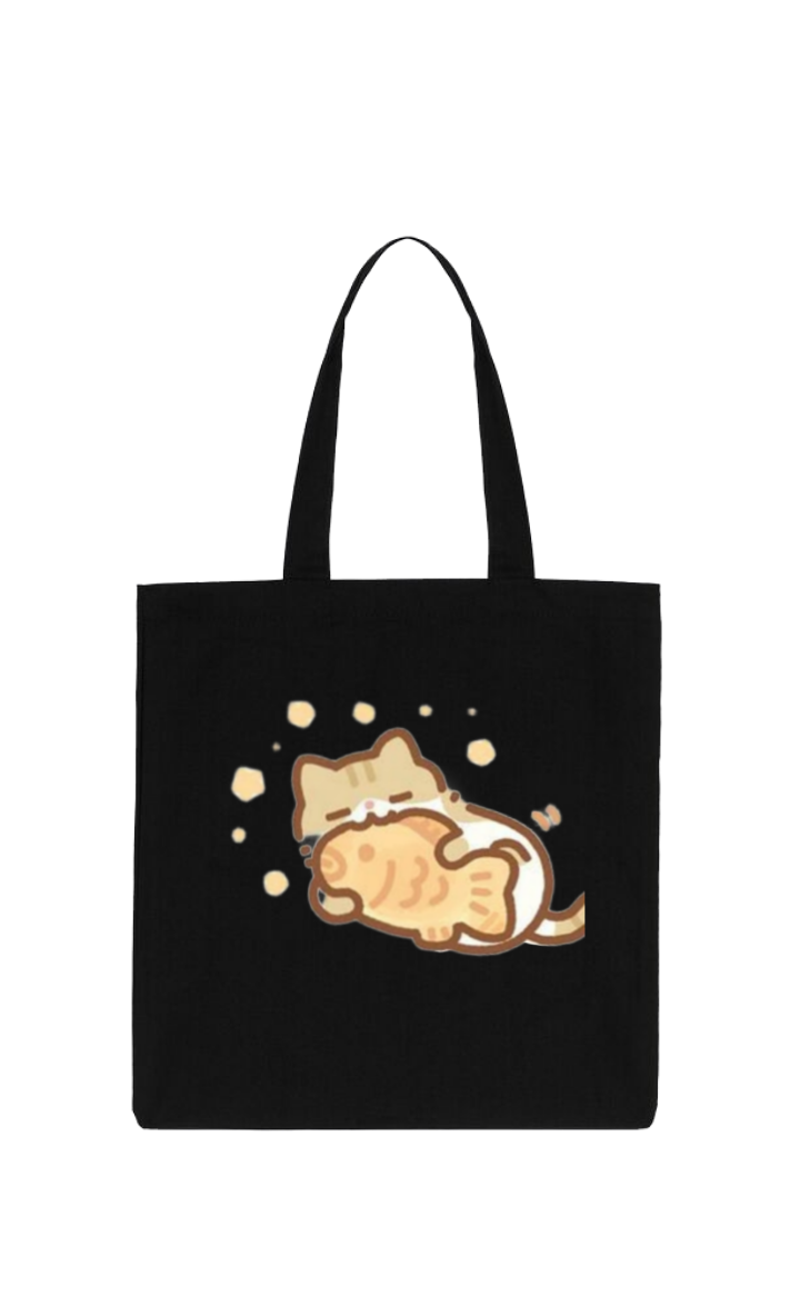 cat tote bag Black 101