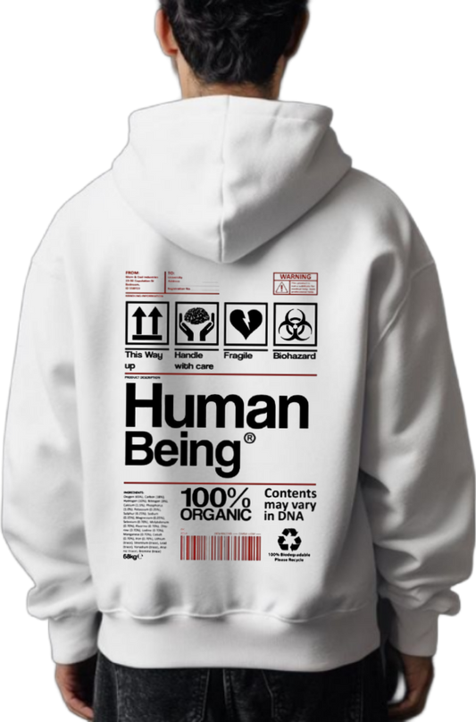 Human Being Back text oversize hoodie White back 101