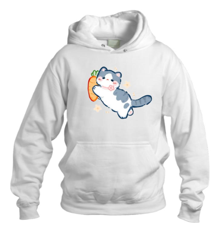cat Oversize Hoodie White 102