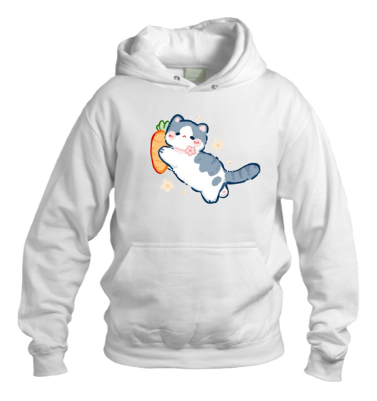 cat Oversize Hoodie White 102