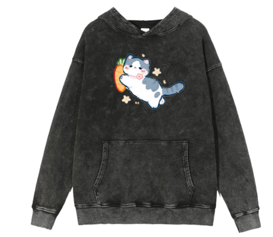 cat Oversize Hoodie Washed 102