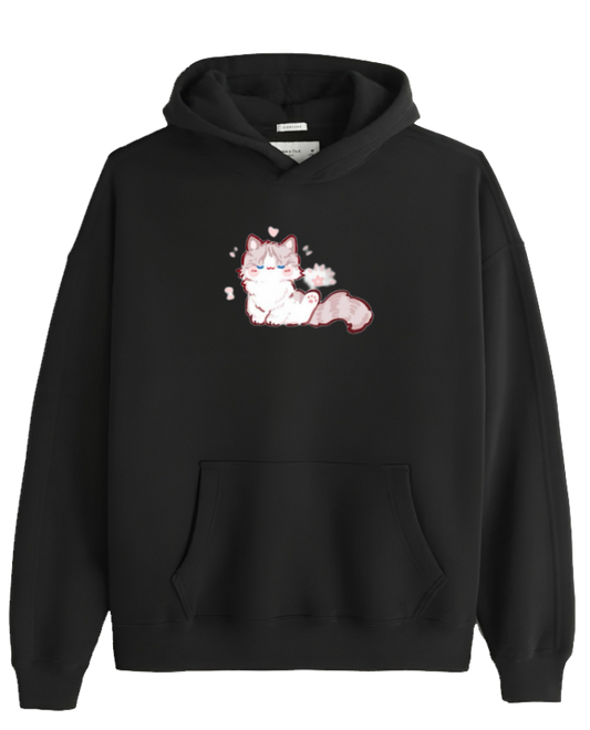 cat Oversize Hoodie Black 102