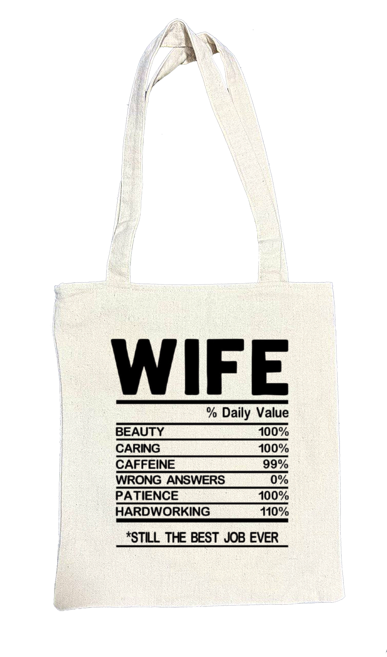 WIFE Back text tote bag beige 100