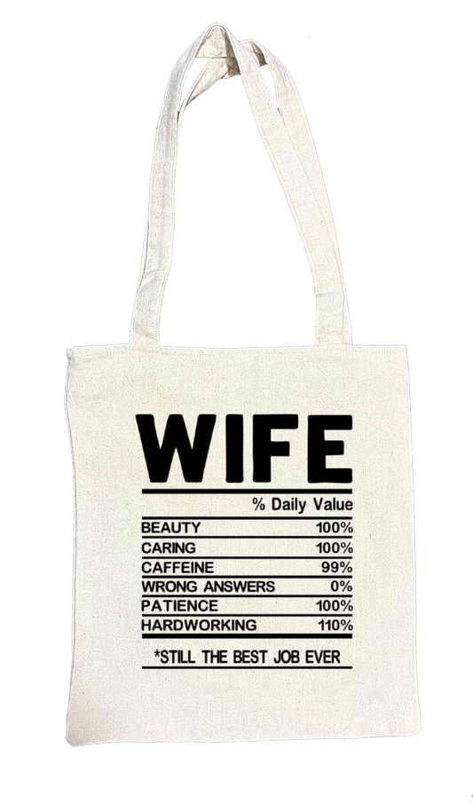 WIFE Back text tote bag beige 100