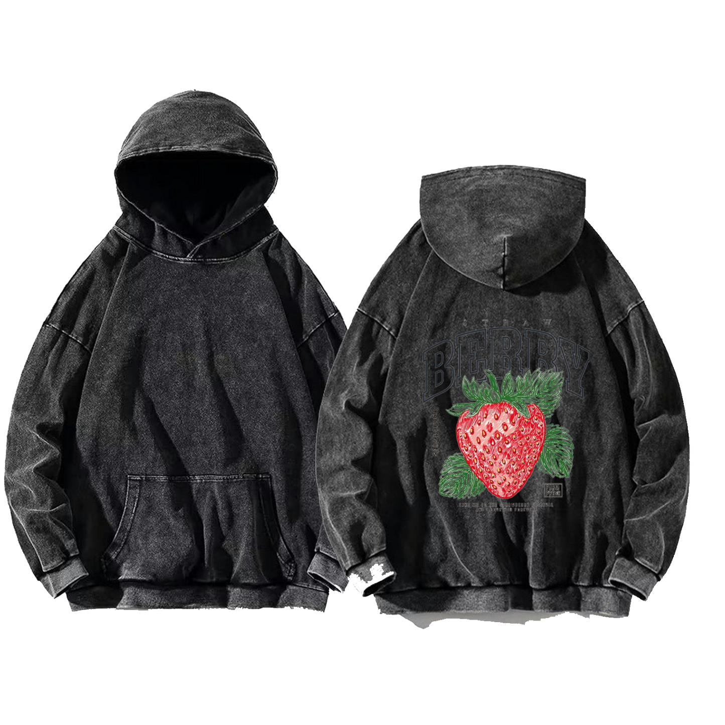 STRAWBERRY One Size hoodie Washed Back 84