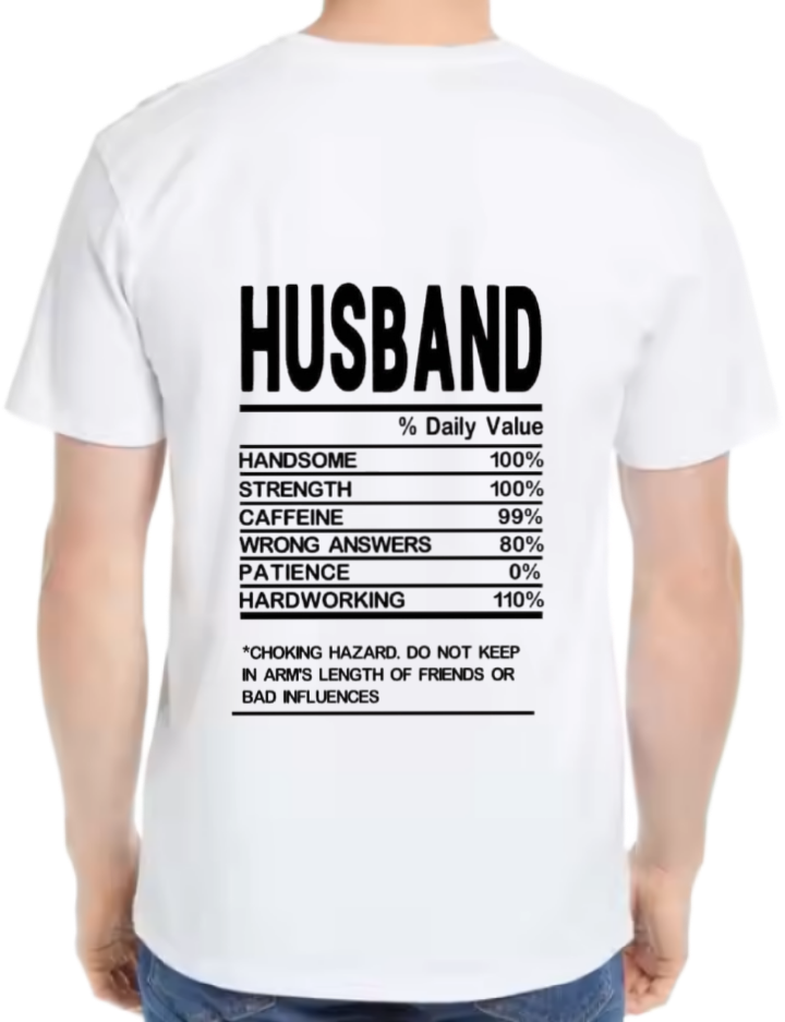 HUSBAND Back text One Size t- shirt White Back 98