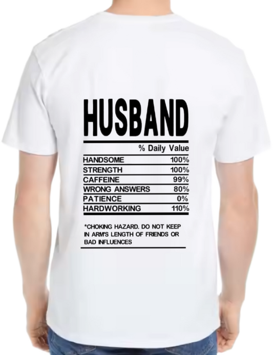 HUSBAND Back text One Size t- shirt White Back 98