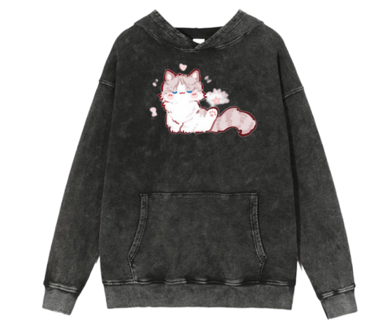 cat Oversize Hoodie Washed 103
