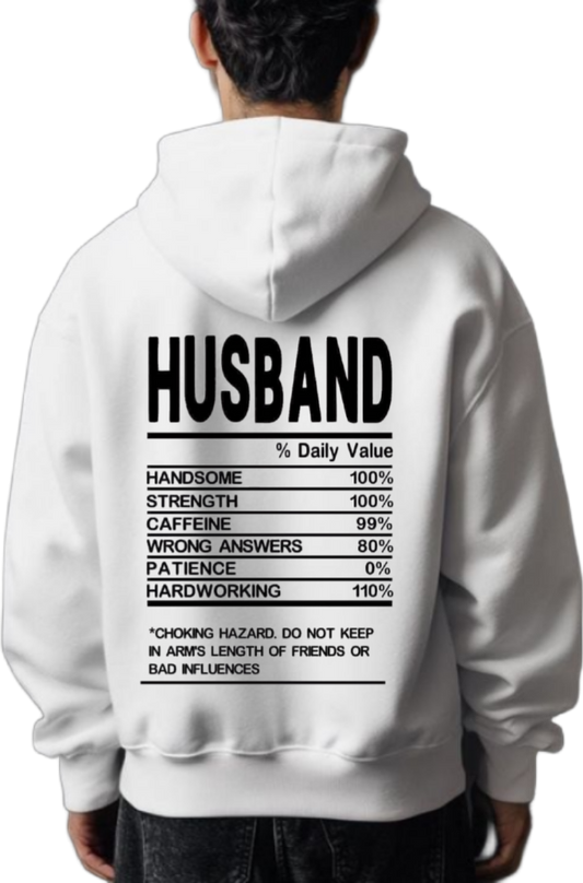 HUSBAND Back text oversize hoodie White back 103