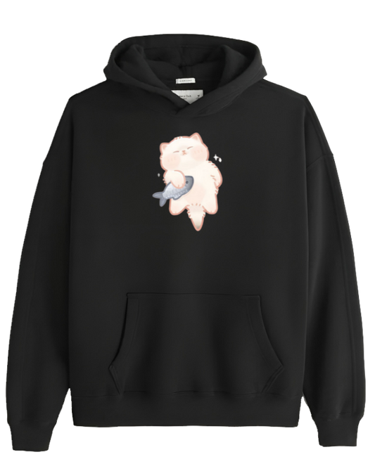 cat Oversize Hoodie Black 103
