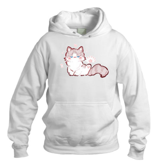 cat Oversize Hoodie White 103