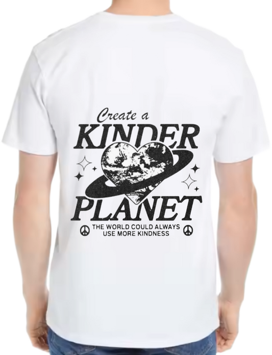 Kinder Planet t- shirt One Size White back 103