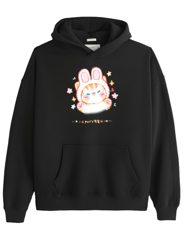 cat Oversize Hoodie Black 104