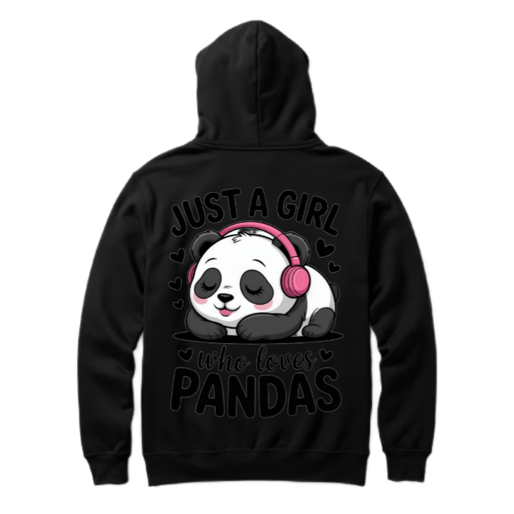 Just a girl who loves pandas One Size hoodie Black Back 104