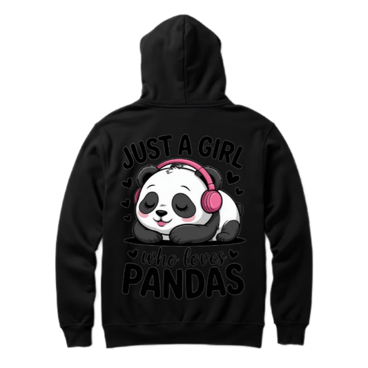 Just a girl who loves pandas One Size hoodie Black Back 104