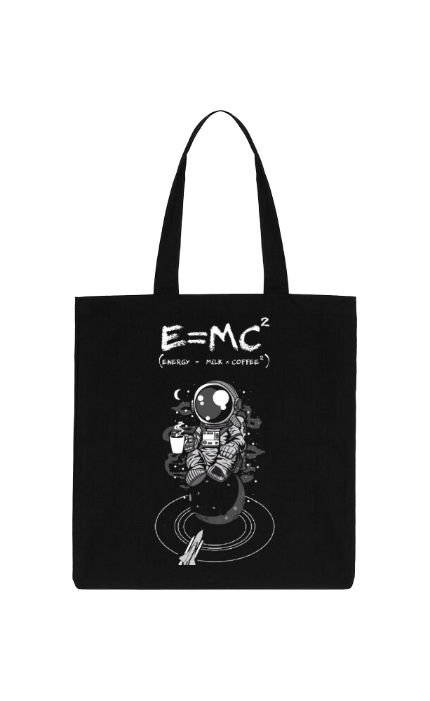 E=MC² Back text tote bag Black 101