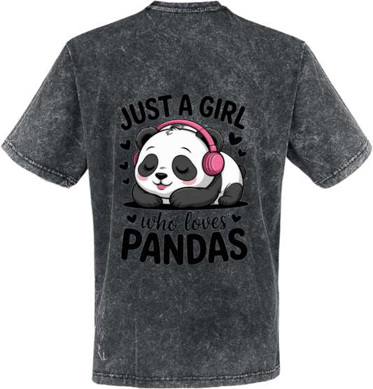 Just a Girl Who Loves Pandas t- shirt One Size Washed Back 105