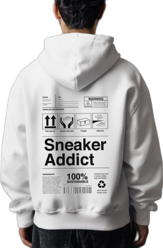Sneaker Addict Back text oversize hoodie White back 105