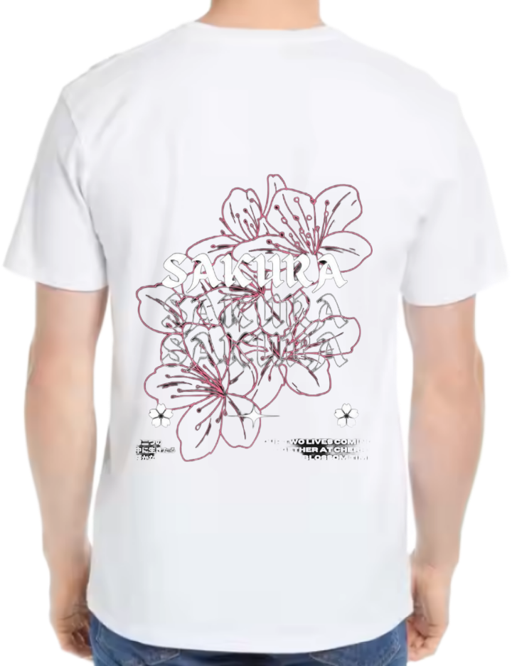 SAKURA t- shirt One Size White back 105