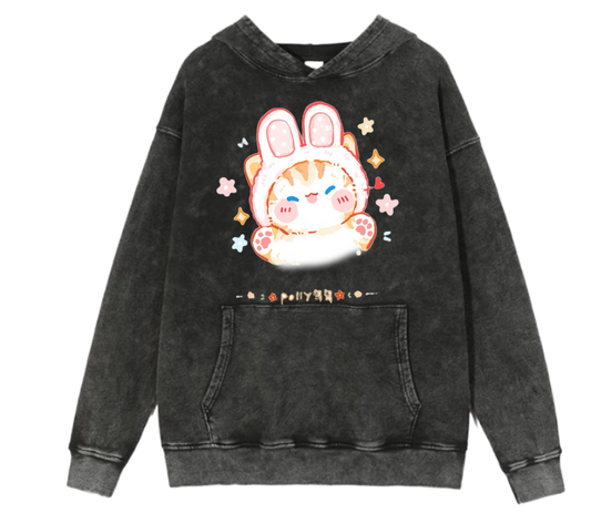 cat Oversize Hoodie Washed 105
