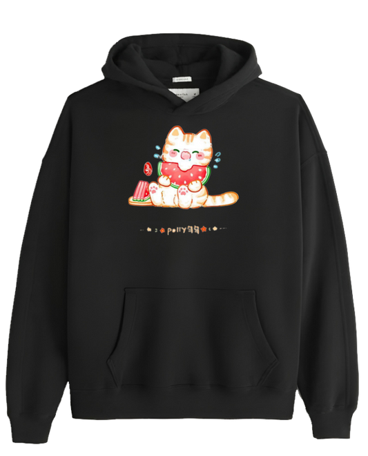cat Oversize Hoodie Black 105