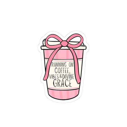 Sticker coffee RUNNING ON COFFEE, VIBES & DIVINE GRACE 106