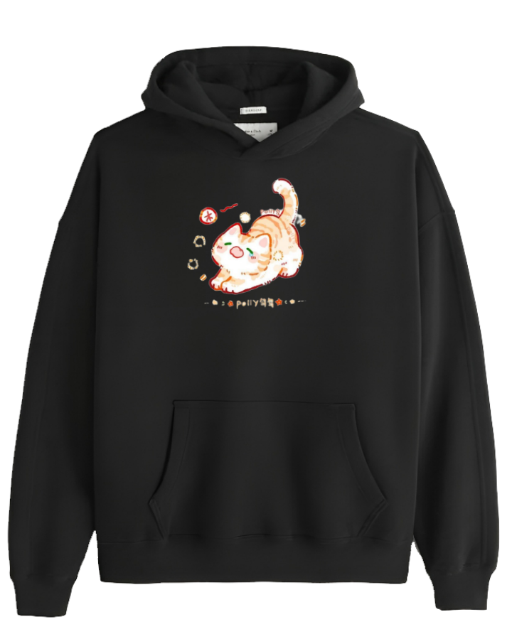 cat Oversize Hoodie Black 106