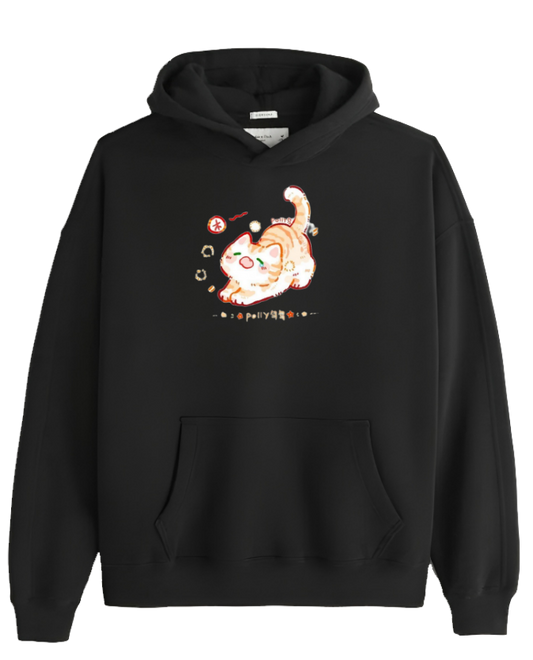 cat Oversize Hoodie Black 106
