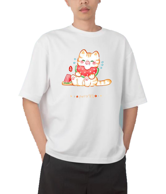 cat One Size t- shirt White 106