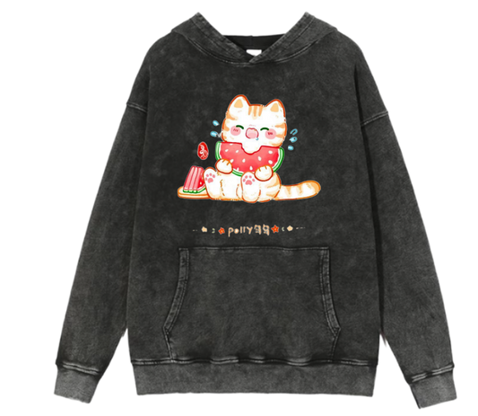 cat Oversize Hoodie Washed 106