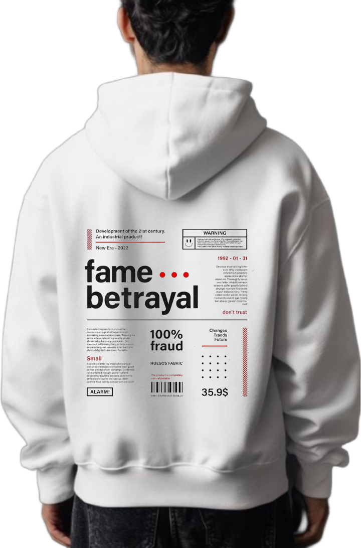 fame ... betrayal Back text oversize hoodie White back 106