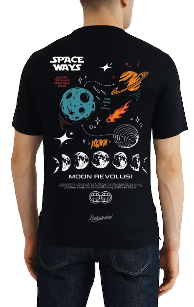 MOON REVOLUSI Back text One Size t- shirt Black Back 102