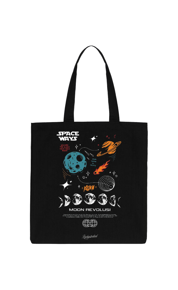 SPACE WAYS Back text tote bag Black 104