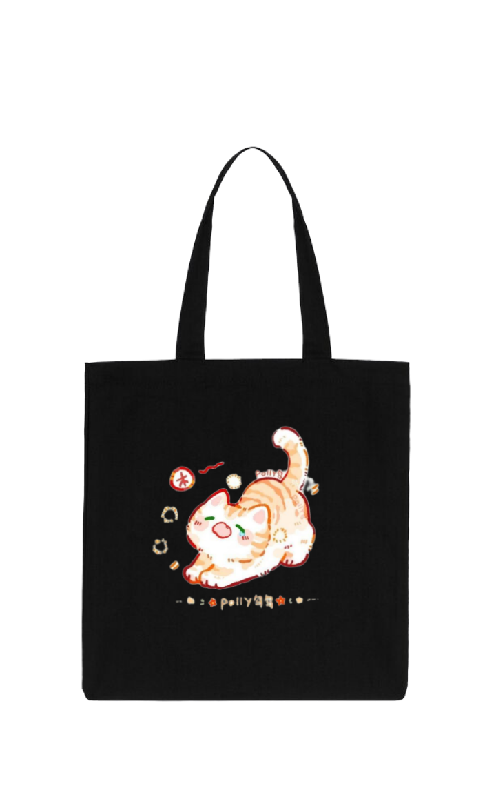 cat tote bag Black 107