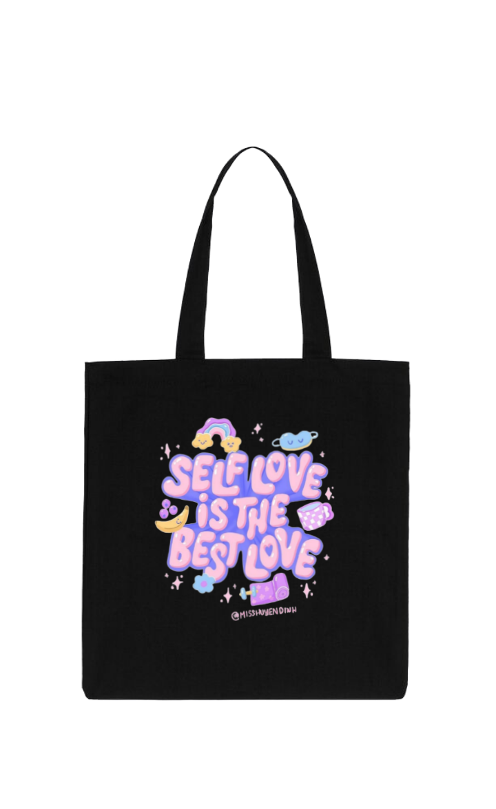 SELF LOVE IS THE BEST LOVE tote bag Black 107
