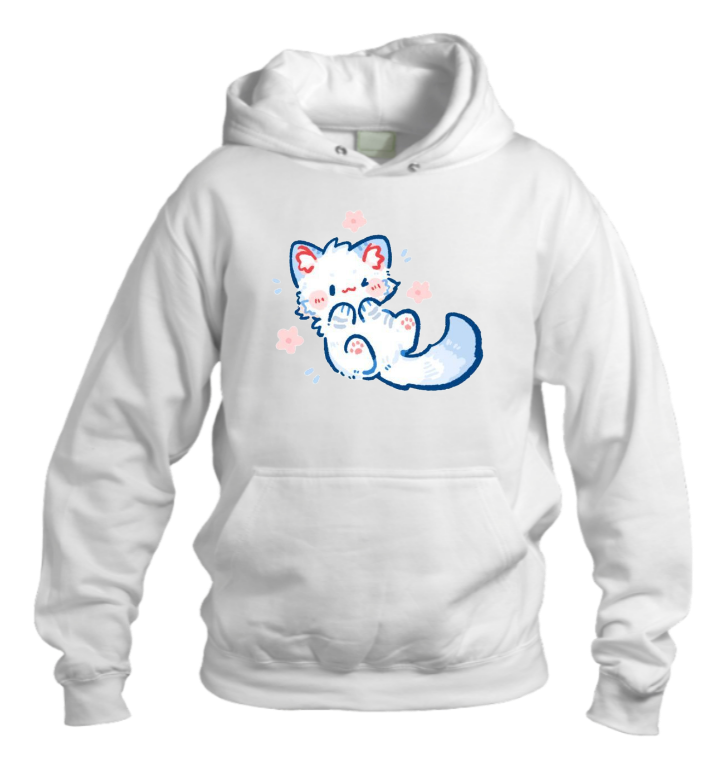 cat Oversize Hoodie White 108