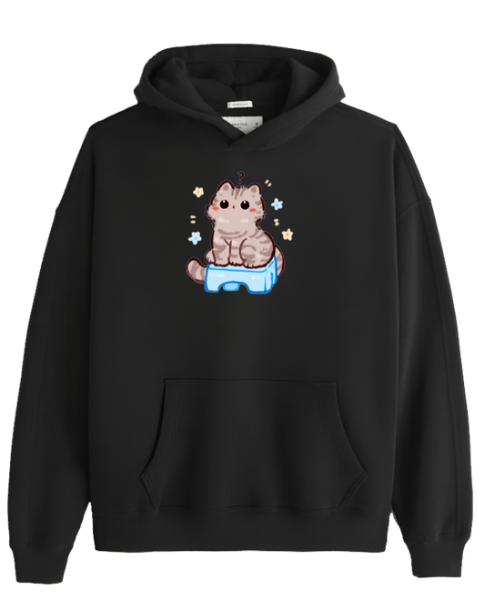 cat Oversize Hoodie Black 109