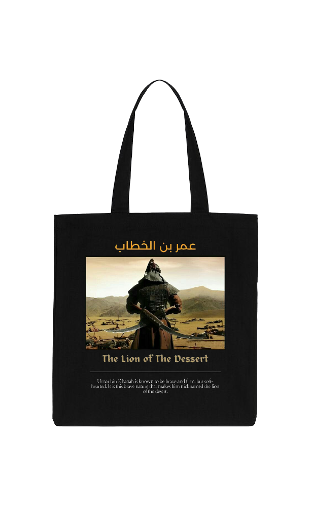 The Lion of The Dessert Back text tote bag Black 106