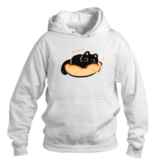 cat Oversize Hoodie White 109