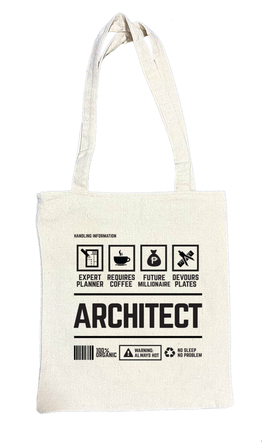 ARCHITECT Back text tote bag beige 130
